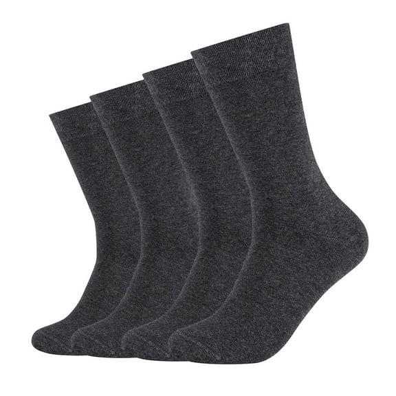 Camano Unisex Socks - Organic Cotton, Single Colour, Pack Of 4 Grey 39-42 (Uk 6-8)