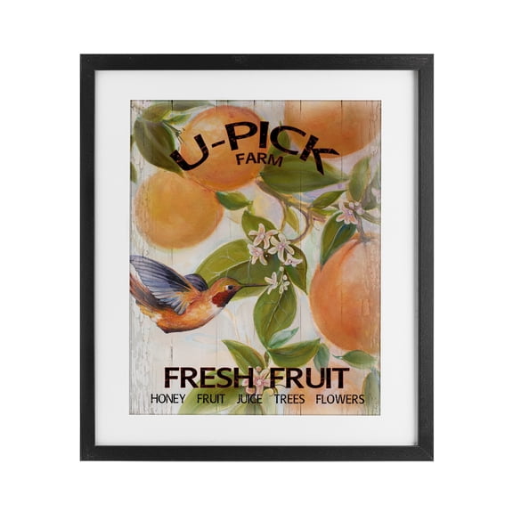 Stupell Industries U-Pick Fresh Fruit Farm Black Framed Print Under Glass, design by Diannart