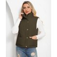 thumbnail image 4 of Czanzd Women's Corduroy Stand Collar Puffer Vest Warm Puffy Outerwear(Army-Green,M), 4 of 8