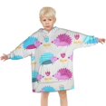 thumbnail image 3 of Cute Hedgehog and Flowers Blanket Hoodies for Kids 6-13YR Oversize Wearable Blanket Hoodies for Boys Girls Teens, 3 of 7