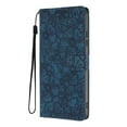 thumbnail image 2 of Leather For Samsung Galaxy S23 FE 5G Case Cherry Blossom Embossed 3-card  Flip Wallet Leather Case With Card Holder Magnetic Closure  Phone Cases Cover,Blue,For Galaxy S23 FE 5G, 2 of 8