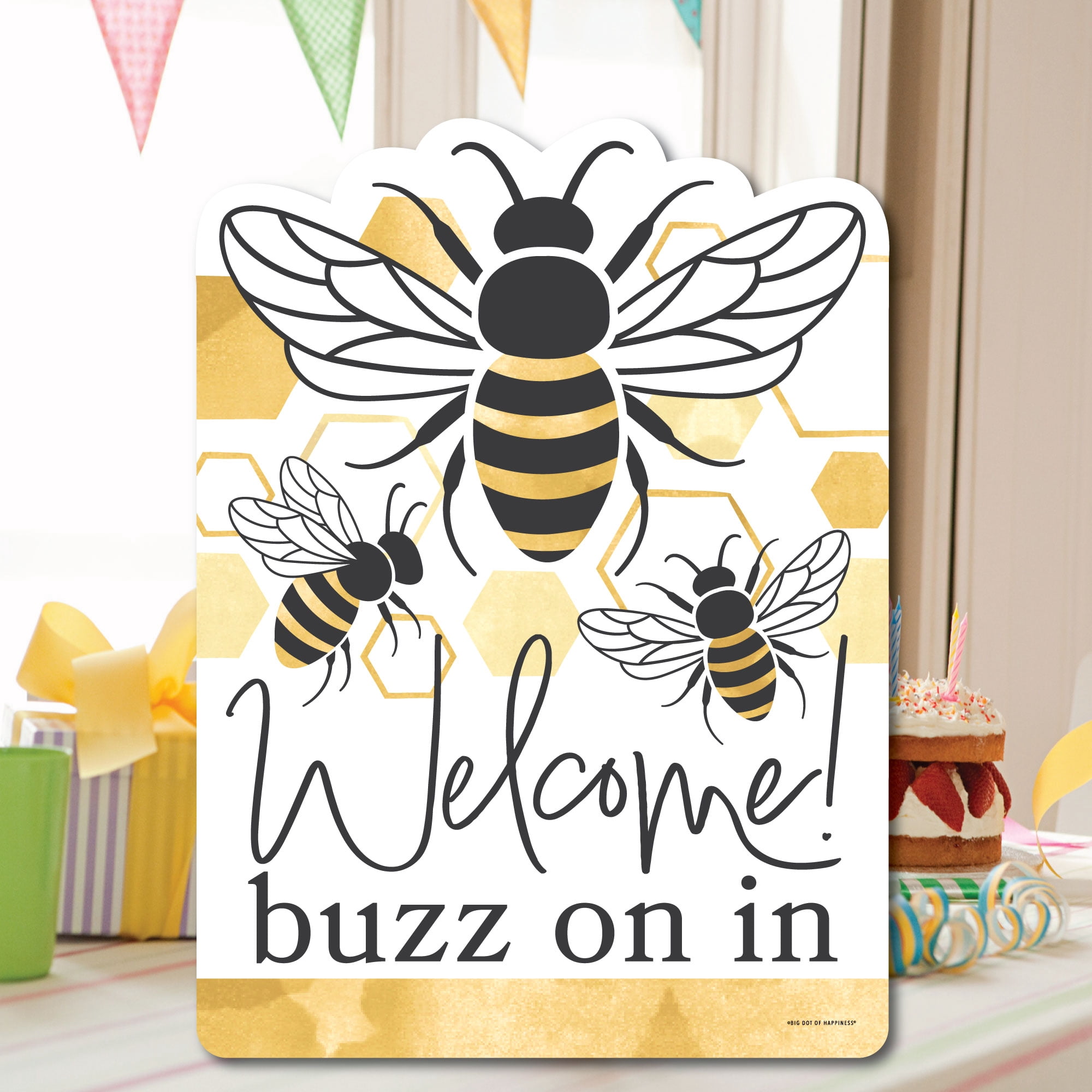 Big Dot of Happiness Little Bumblebee - Party Decorations - Bee Baby Shower or Birthday Party Welcome Yard Sign