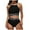 Black, variant on Womens Tankini Swimsuit Floral Print High Waist Bottom Adjustable Two Piece Swimwear Tummy Control Beach