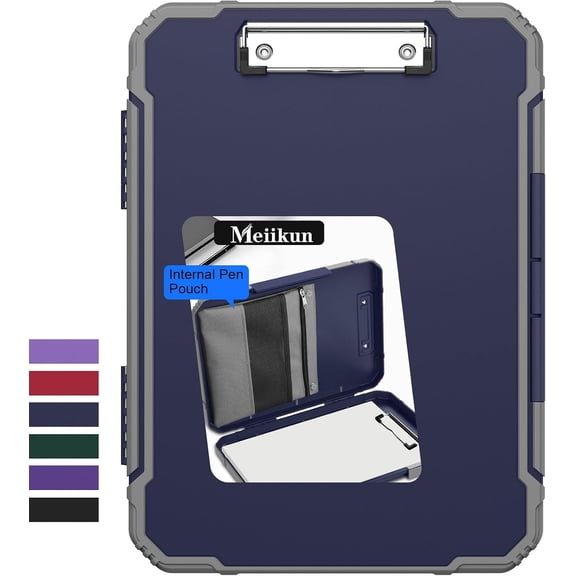 Clipboard with Storage Internal Pen Pouch 8.5x11 Clipboards Navy