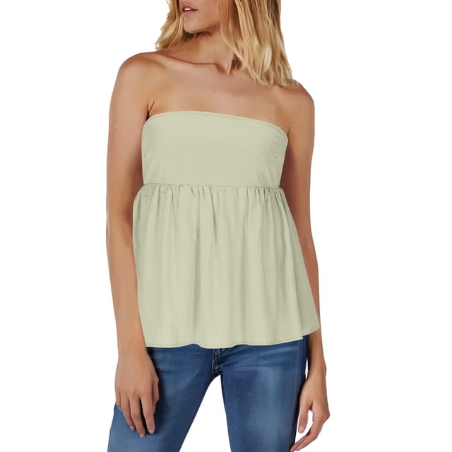 Timegard Hauts pour Femmes Tendance Été Sans Manches à Volants Tunique Mignonne Hauts Habillés Décontractés Amples
