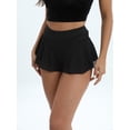 thumbnail image 6 of BLSCODE Solid Ruffle Trim Shorts, Casual Shorts For Spring & Summer, Women's Clothing Black, 6 of 11