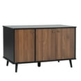 thumbnail image 3 of Litter Box Enclosure, Cat Litter Box Furniture with Hidden Plug, 3 Doors,Indoor Cat Washroom Storage Bench Side Table Cat House, Large Wooden Enclused Litter Box House, Black and Walnut, 3 of 13