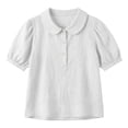 thumbnail image 3 of StSilkitty Cotton Linen Casual Shirts for Womens Puff Short Sleeve Collared Button up Blouses Summer Lightweight Trendy Tops, 3 of 8