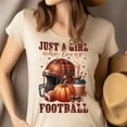 thumbnail image 4 of Just a Girl Who Loves Football Shirt | Fall Pumpkin and Coffee Game Day Tee, White, Size S, 4 of 6