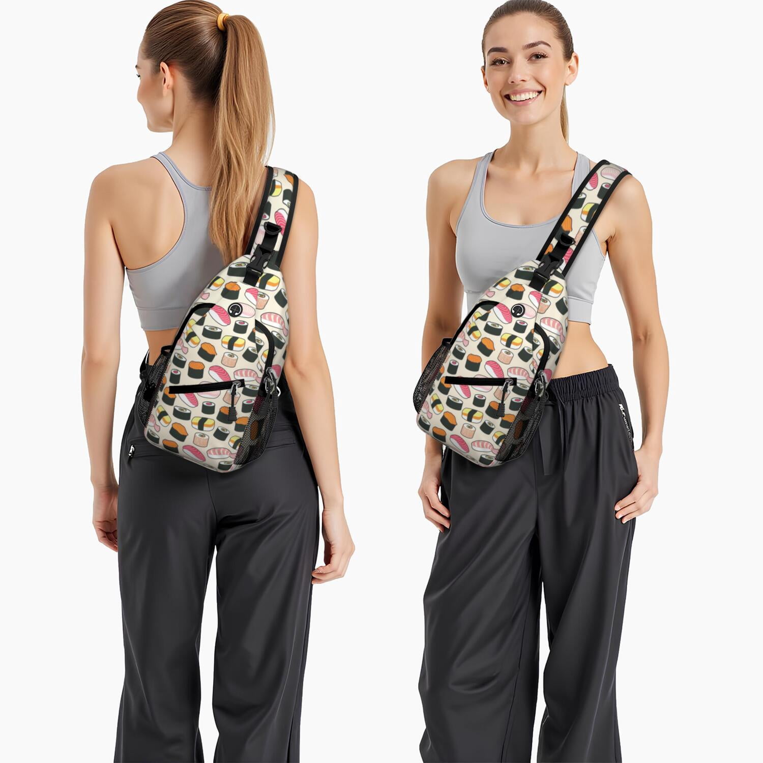 Japanese Food Inspired Shoulder Backpack Lightweight Sling Bag for Outdoor Adventures & Daily Commuting Durable & Travel-Ready Sushi Roll Design