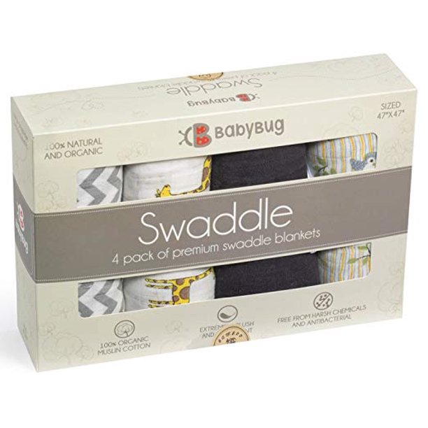 Ultra Soft Organic Muslin Swaddle Blankets Machine Washable & Breathable