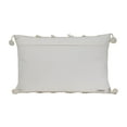 thumbnail image 3 of Foreside Home & Garden White Striped Woven 14x22 Cotton Decorative Throw Pillow with Hand Tied Fringe Poms, 22 x 14 x 5, 3 of 6