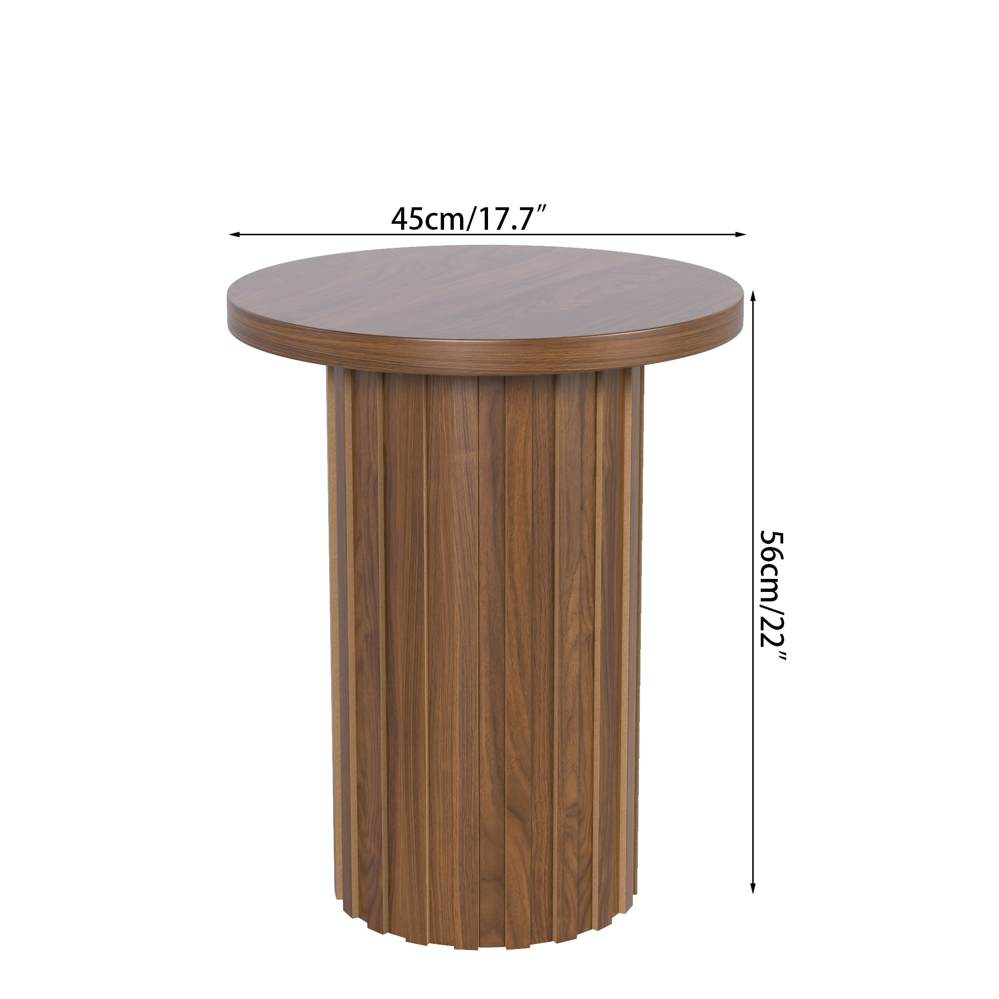 Small Round End Table Farmhouse Accent Side Table Modern Nightstand for Living Room Bedroom (Walnut)