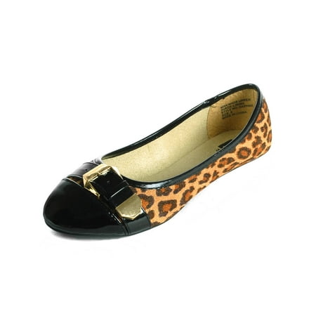 alpine swiss daphne womens cheetah ballet flats faux patent leather buckle shoes