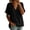 Black, variant on Women Cotton Linen Button Tops Casual Short Sleeve Shirt Blouse Collar Blouse Casual Loose Fit Tunic Tshirts Mint Green,L