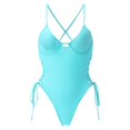 thumbnail image 1 of Aayomet Black One Piece Swimsuit Women Twist Front Ruched Tummy Control Bathing Suits Crossback Swimwear,Blue L, 1 of 4