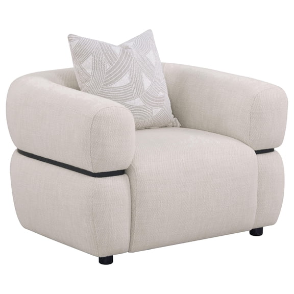 Coaster Jeanette Fabric Upholstered Round Arm Accent Chair in Beige