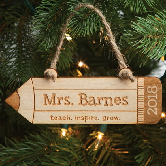 Personalized Teach Wood Christmas Ornament - Teach, Inspire, Grow