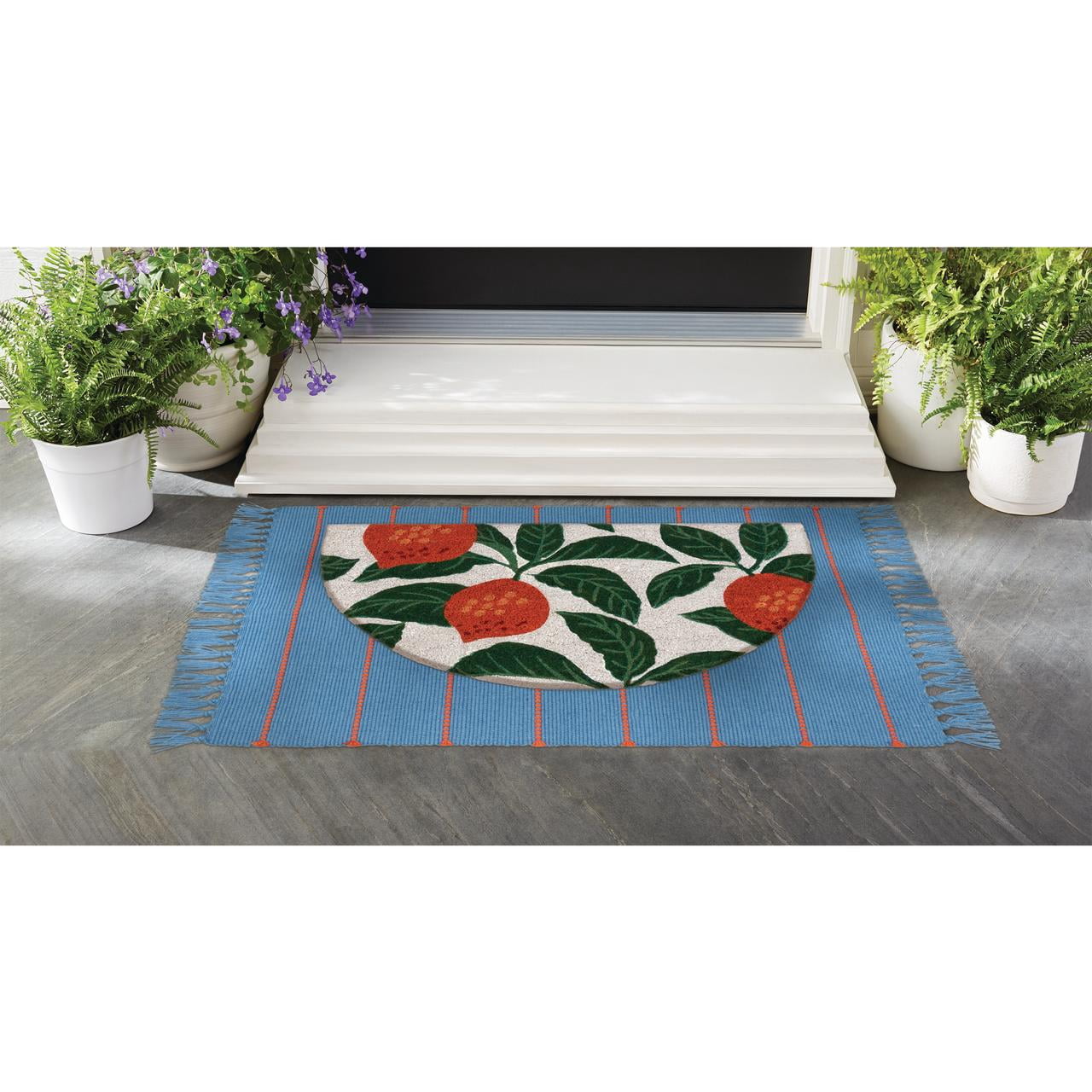 Mainstays by Becky G. & Alejandra Coir Outdoor Mat, Orange & Green, 18" x 30"
