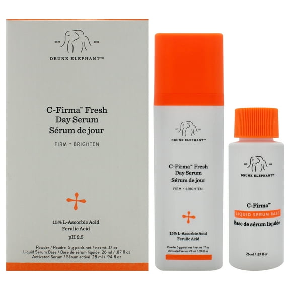 Drunk Elephant C-Firma Fresh Day Serum , 2 Pc 1.11oz Day Serum, 0.87oz Liquid Serum Base