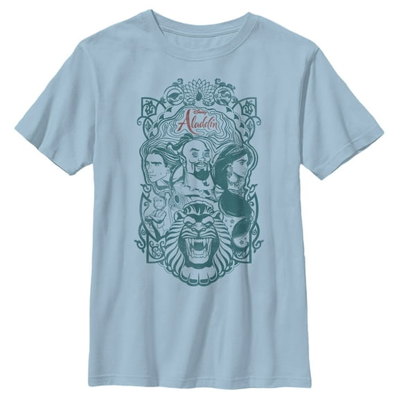 Boy's Aladdin Ornate Trio Frame Graphic Tee Light Blue X Small