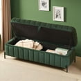 thumbnail image 2 of GZXS Velvet Storage Ottoman Bench, 49" Upholstered Footrest Bench with Soft Foam Seat and Hidden Storage for Home, Entryway, Bedroom, Green, 2 of 6