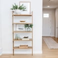 thumbnail image 5 of Nathan James Beacon 5 Tier Bookshelf, Wall Mounted Bookcase, Solid Wood Bookshelf in Wire Brushed Finish, Boho Rustic Bookcase, 5 of 8