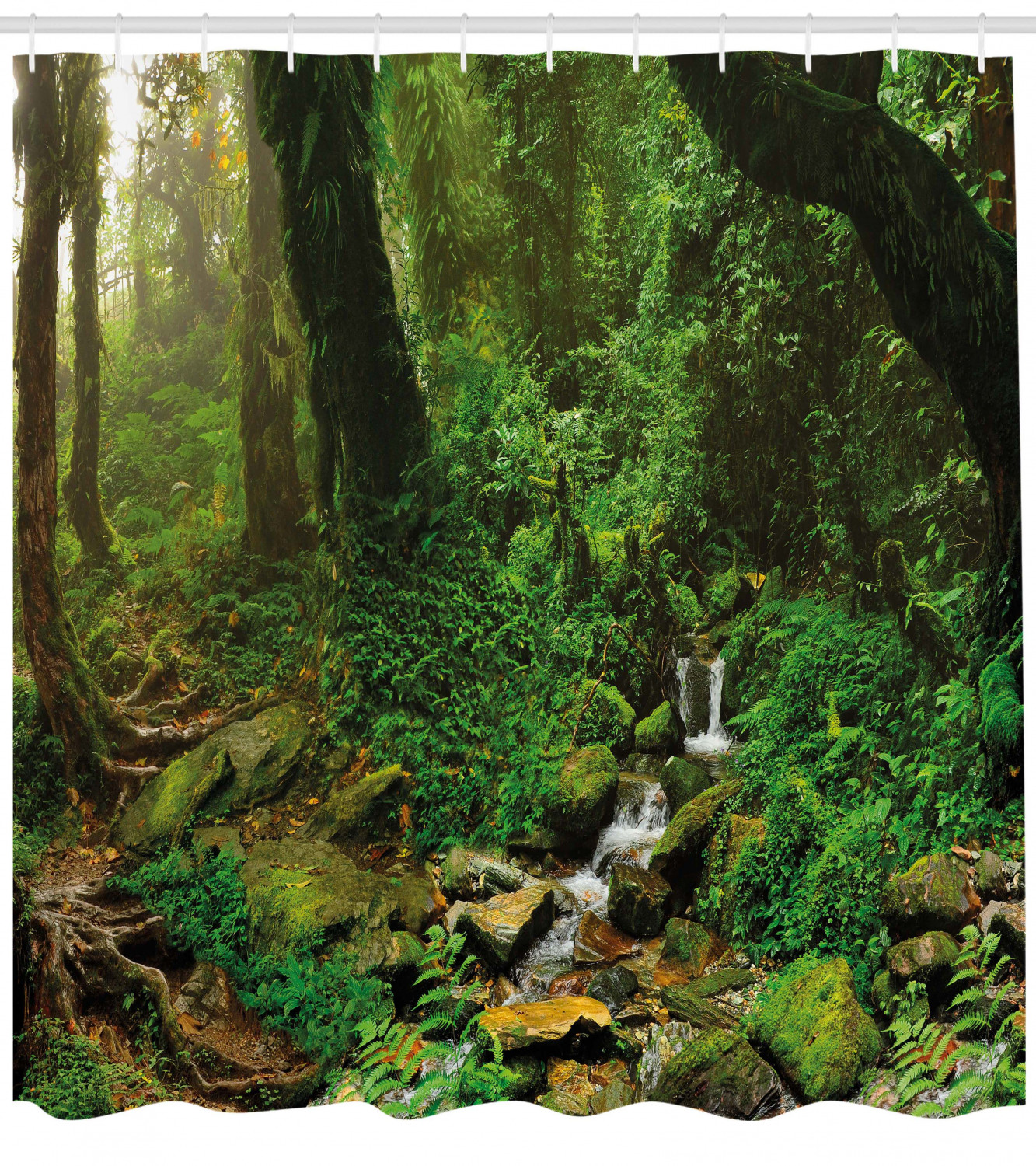 Landscape Shower Curtain, Rainforest Trees and Fresh Grass in Nepal