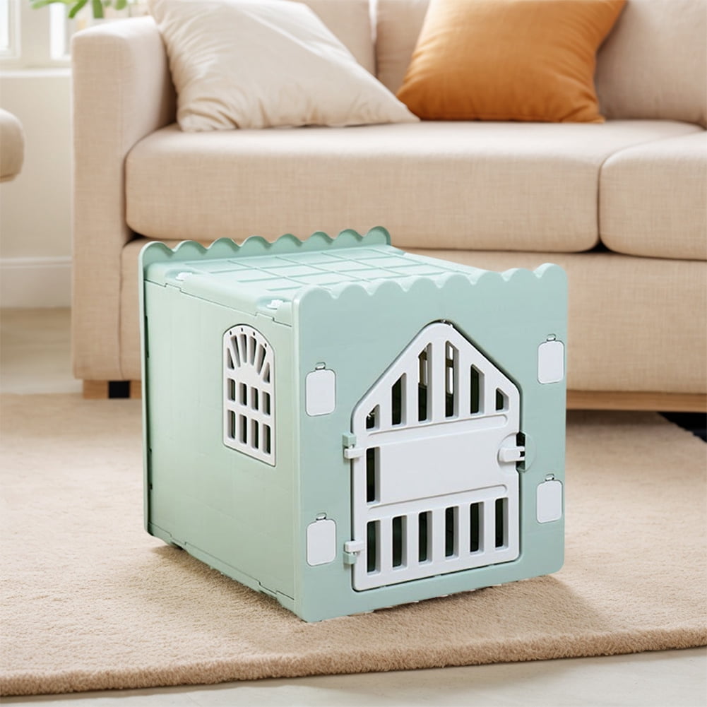 Plastic Cat House Stackable Feral Cat Shelter Waterproof Pet Shelter for Cats with Escape Door for Outdoor Indoor Use (Green)