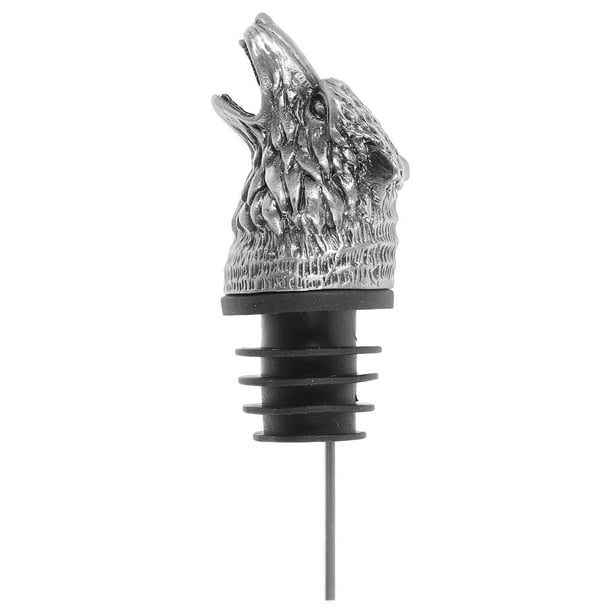 Vertedor de cabeza de animal, vertedor de botella de vino con forma de cabeza de lobo de aleación