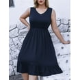 thumbnail image 3 of FOLUNSI Plus Size Summer Dress for Women Casual Sleeveless V neck Ruffled Swing Dresses with Pockets M-4XL, 3 of 5