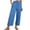 Sky Blue, variant on Kelon Women's Casual Pants, Women Linen Cropped Pants Summer Elastic High Waisted Linen Capri Pants Casual Loose Cropped Pant with Pockets, S