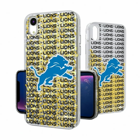 Detroit Lions iPhone Text Backdrop Design Glitter Case