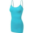 thumbnail image 2 of RT1002 Ladies Adjustable Spaghetti Strap Basic Long Cami Tank Top Aqua S, 2 of 5