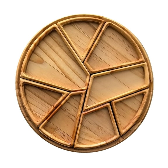 Shoreew Wood Puzzle Serving Tray with 8 Removable Compartments Fruits Nuts Meats Dips Food Tray Cocktail Party Platter