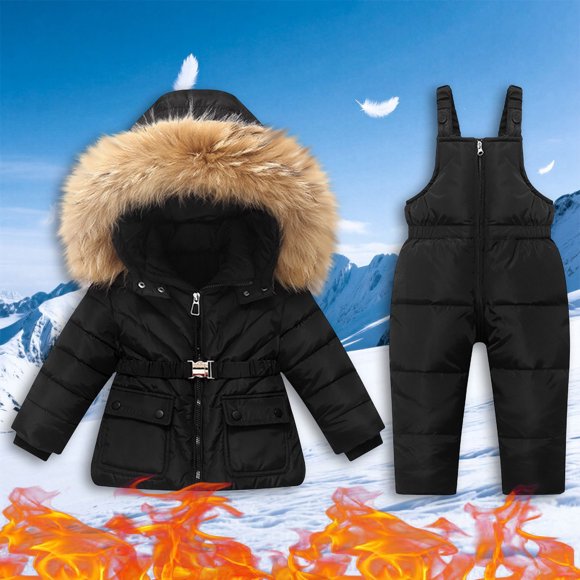 TIMIFIS 2PCS Kids Snow Suits Set for Boys Girls Jacket & Overall Waterproof Windproof Winter Warm Outdoor Coveralls Snowsuit Ski Suits Hooded Zipper Thermal Jumpsuit for Toddlers