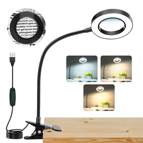 Lupa NZQXJXZ 10X con abrazadera de escritorio de 48 LED