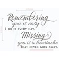 thumbnail image 2 of Remembering You Is Easy Vinyl Lettering Quote Wall Decor Art Memorial Decals 23x16-Inch Castle Gray, 2 of 4