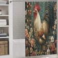 thumbnail image 3 of Rooster Farm Shower Curtain , Enchanted Forest Scenic Bathroom Decor Sets, Waterproof Fabric with Hooks, 3 of 7