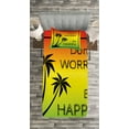 thumbnail image 3 of Ambesonne Rasta Quilted Bedspread Set 2 Pcs, Positive Music Lettering, Twin Size, Lime Green Yellow Black, 3 of 3