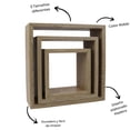 thumbnail image 5 of Set 3 repisas flotantes cuadradas minimalista Roble decora hogar ELLEGANCE HOUSEWARE FS39097, 5 of 5