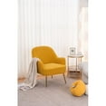 thumbnail image 2 of Modern Easy Clean Teddy Yellow Furry Upholstered Side Chair with Brushed Gold Leg Adjustable Legs For Indoor Home, 2 of 7