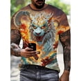 thumbnail image 2 of Men'S 3D Printed Dragon Flame Graphic T-Shirt - Mythical Streetwear Tee With Vibrant Colors, Comfort Fit Short Sleeve Round Neck For Summer Casual Wear, Machine Washable Boyfriend Gift, 2 of 6