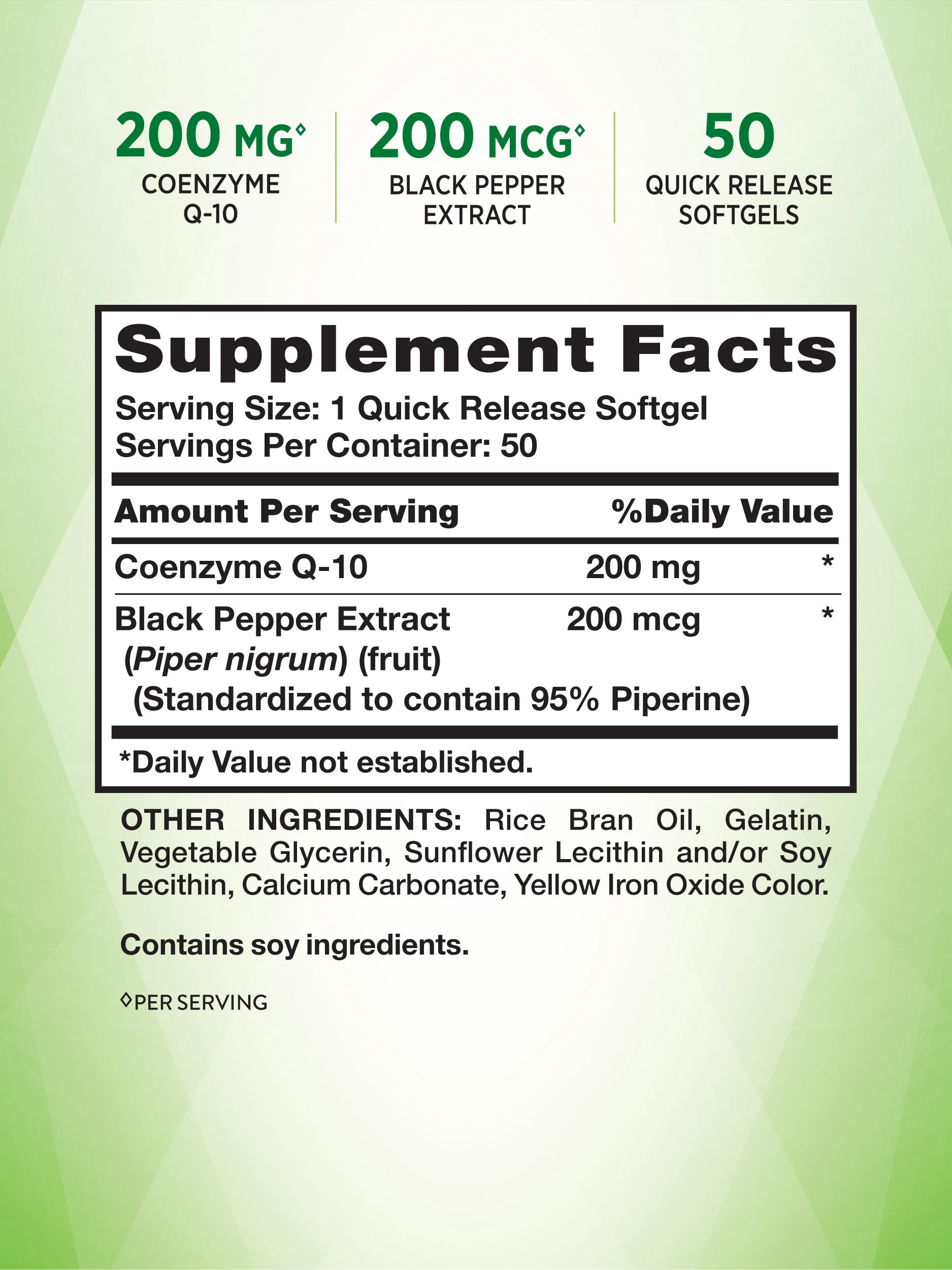 CoQ10 200 mg Softgels | 50 Count | Plus Black Pepper Extract | by Nature's Truth