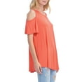 thumbnail image 2 of KOGMO Womens Cold Shoulder Short Ruffle Sleeve Tunic Top, 2 of 4
