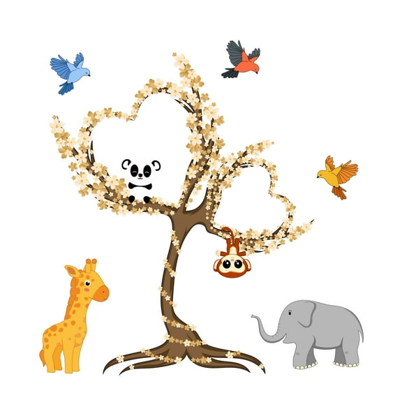 DIY Cherry Blossom Heart Shaped Tree Wall Decor Art Sticker-Design Madeup of Vinyl- Home Living Room Nursery Bedroom Decoration Floral Themed- Easy To Apply Vinyl Wall Decal -Size: 10" x 10".