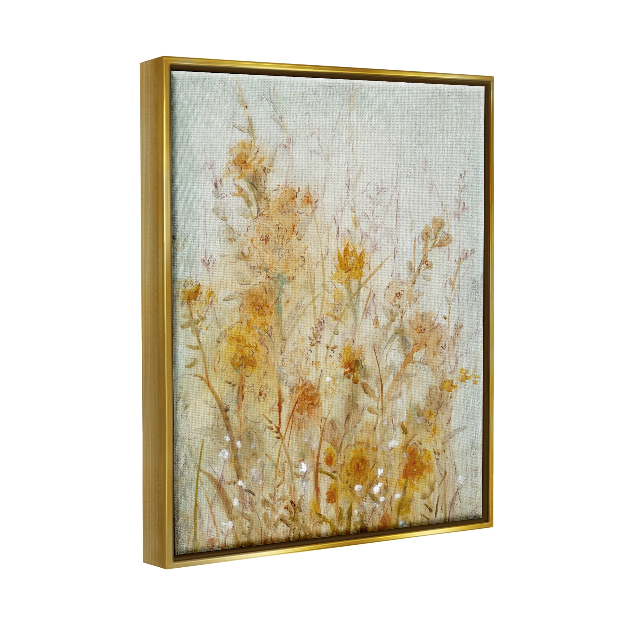 Stupell Industries Abstract Wildflowers Blooming Botanical & Floral Painting Gold Floater Framed Art Print Wall Art