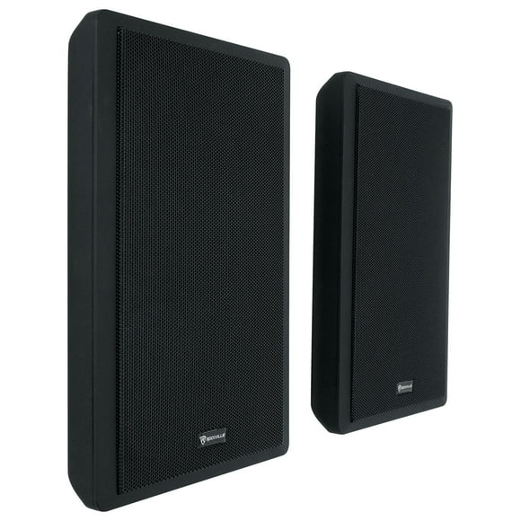 Pair Rockville RockSlim Black Front+Rear Surround Sound Shallow On-Wall Speakers