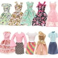 thumbnail image 4 of 30CM Doll Clothes Changing Fashion Set Street Photo Dress Casual Pants Set Floral Skirt, 4 of 15