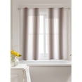 thumbnail image 3 of White Brown Tier Curtains 45 Inch Length,Sheer Curtains for Bedroom Living Room Window Modern Gradient Vertical Stripes Geometric Voile Drapes Kitchen Curtains Small Half Window 27.5"x45" 2 Panels, 3 of 7